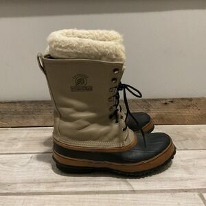 Mens Size 6  Womens 8 Lacrosse Outdoorsman Beige Leather Snow Fishing Hunt Boots